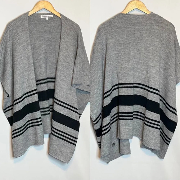 Cupcakes and Cashmere | Toro Kimono Oversized Wool Blend Stripe Open - Picture 2 of 6